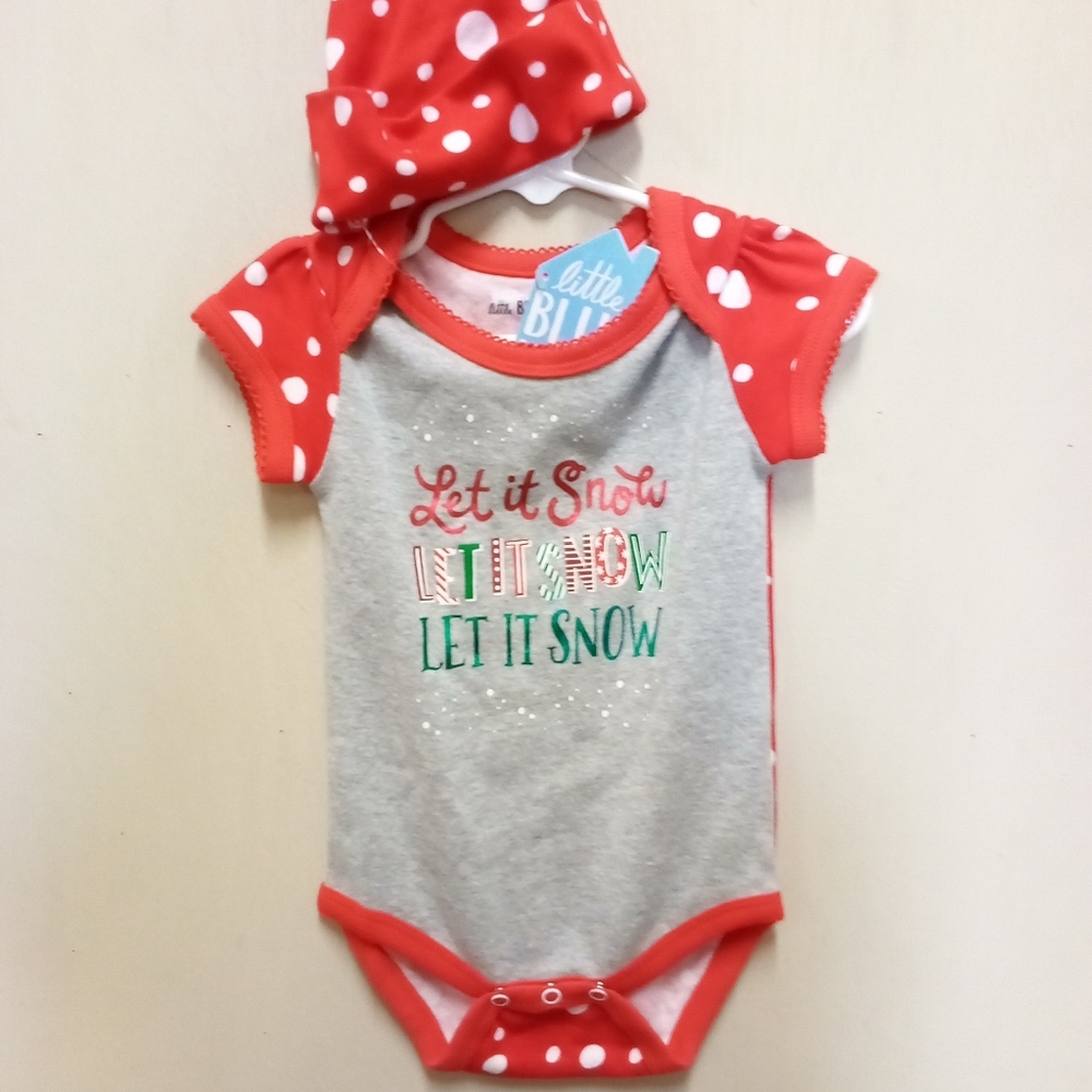 NWT Christmas Baby Onesie with Hat